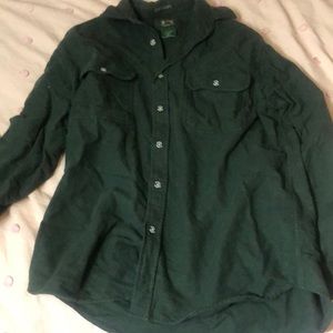 Super thick green flannel material shirt